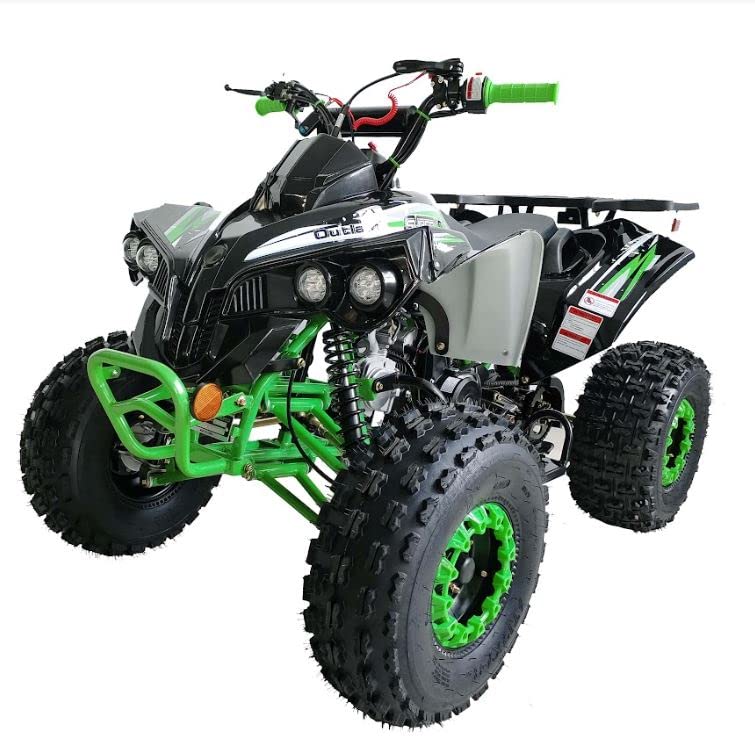HHH Youth and Adult 125cc ATV Vitacci Outlander Fully Automatic with Reverse Double Headlights Led Gas 4 Wheeler ATVs Quads Big 19/18 inch Tires (Green) - Extra Large