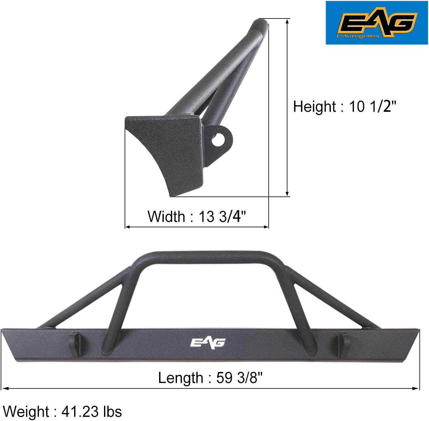 EAG Black Steel Front Bumper and Rear Bumper Combo 2PCS Fit for 1984-2001 Cherokee XJ