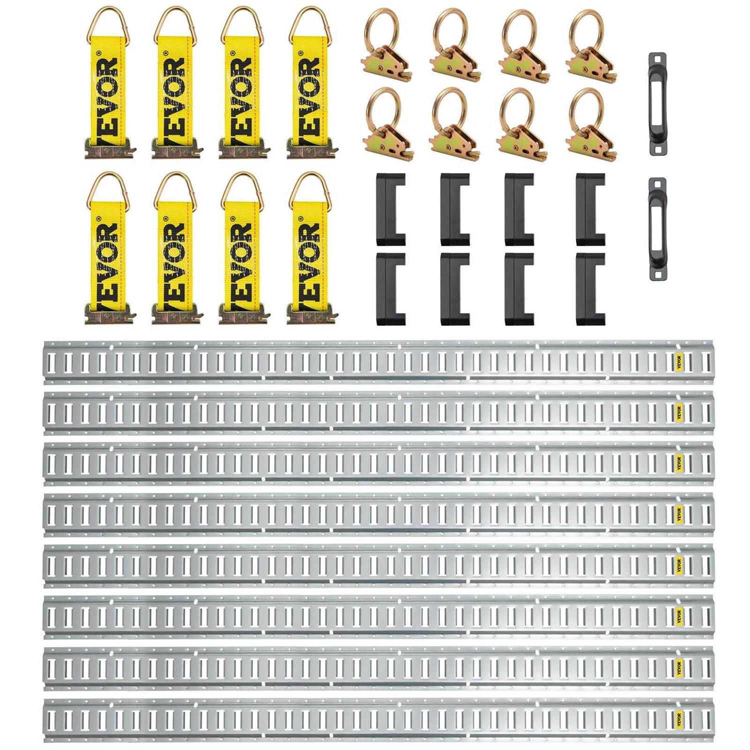 VEVOR E Track Tie-Down Rail Kit 34pcs 5FT E-Tracks Set Includes 8 Steel Rails - Shop Hardware Tools Online Store