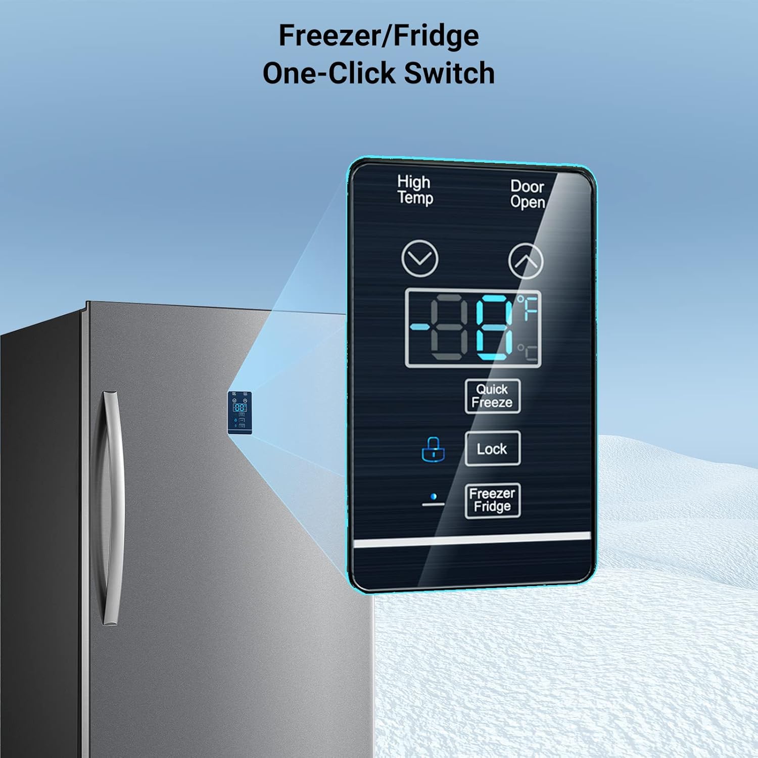 17 Cu. Ft Upright Freezer, Stand Up Freezer, Freestanding Vertical Freezer with Garage Ready, Front Open Single Door, Stainless steel