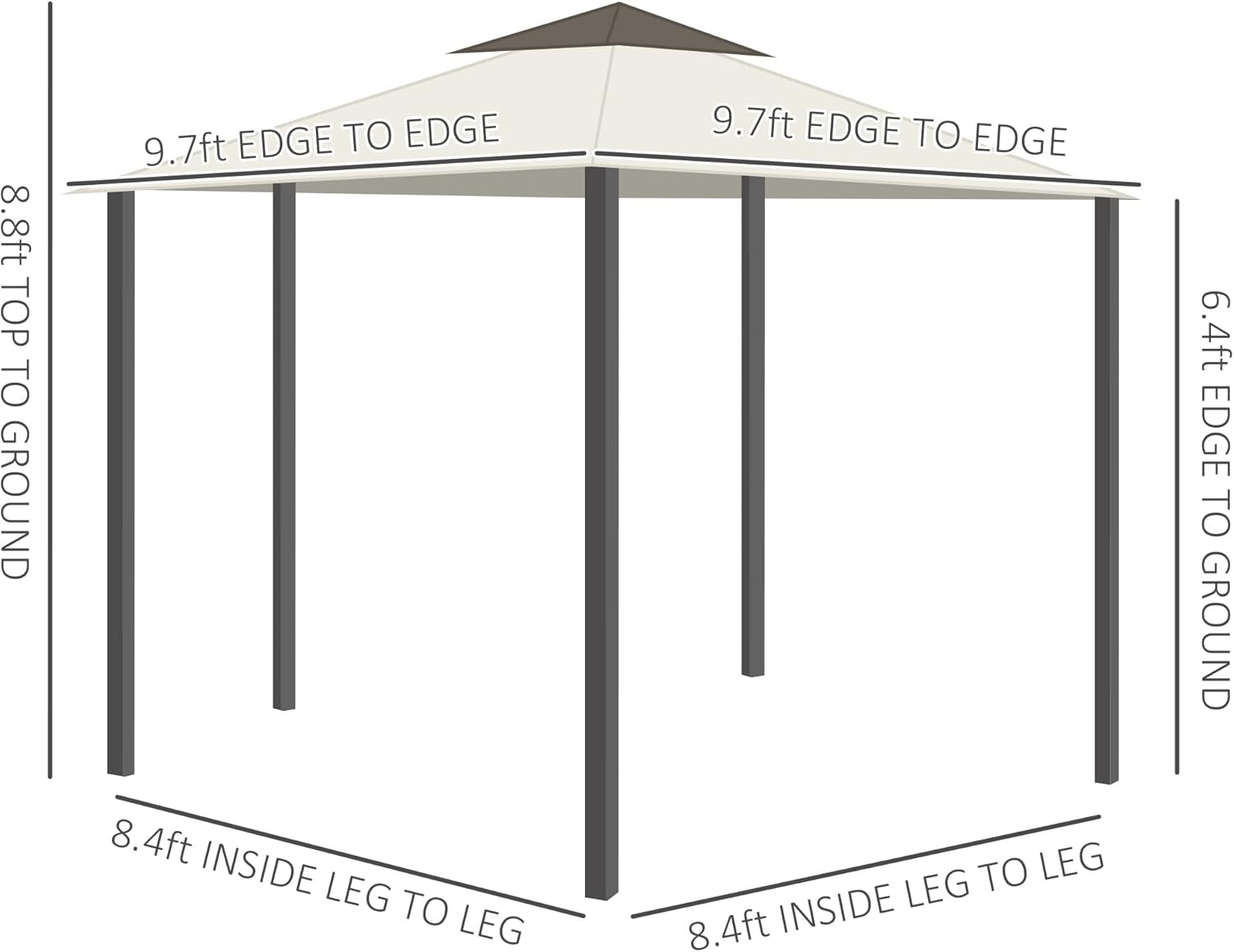 Outsunny 10' x 10' Patio Gazebo, Double Roof Outdoor Gazebo with Privacy Curtains, Mesh Netting, Aluminum Frame Outdoor Canopy Shelter, Cream White