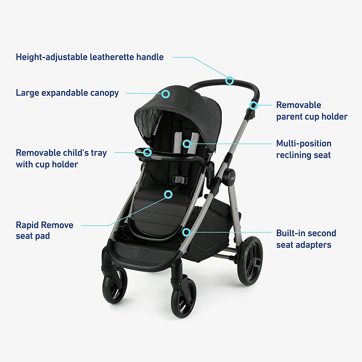 Graco Modes Nest2Grow Stroller, Black, 21.96 lbs