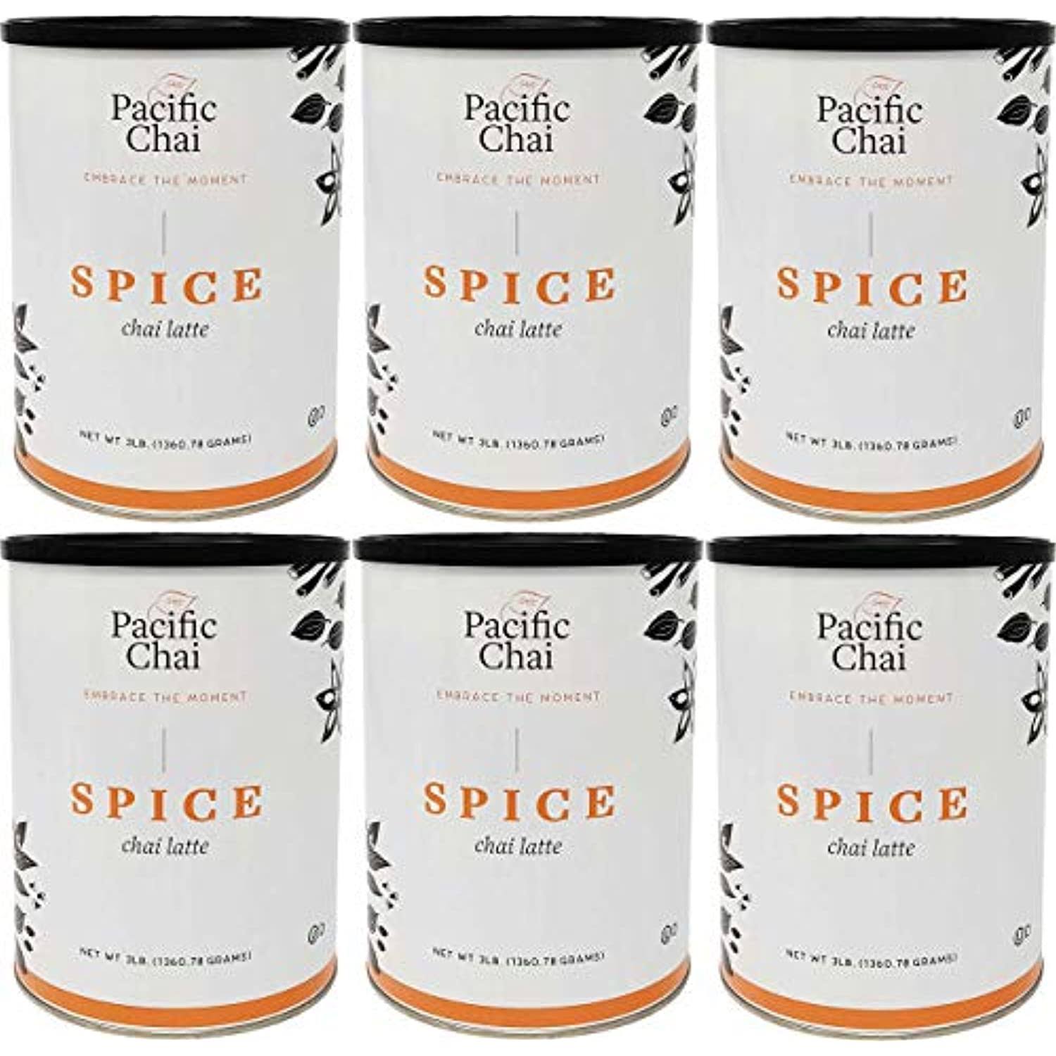 Pacific Chai Spice Chai Latte Instant Powdered Mix, 3 Pound Canister (Pack of 6)