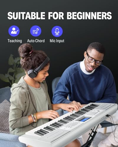 Donner 61 Key Keyboard Piano, Electric Piano Keyboard Kit with 249 Voices, 249 Rhythms - Includes Piano Stand, Stool, Microphone, Gift for Beginners, Black (DEK-610S)