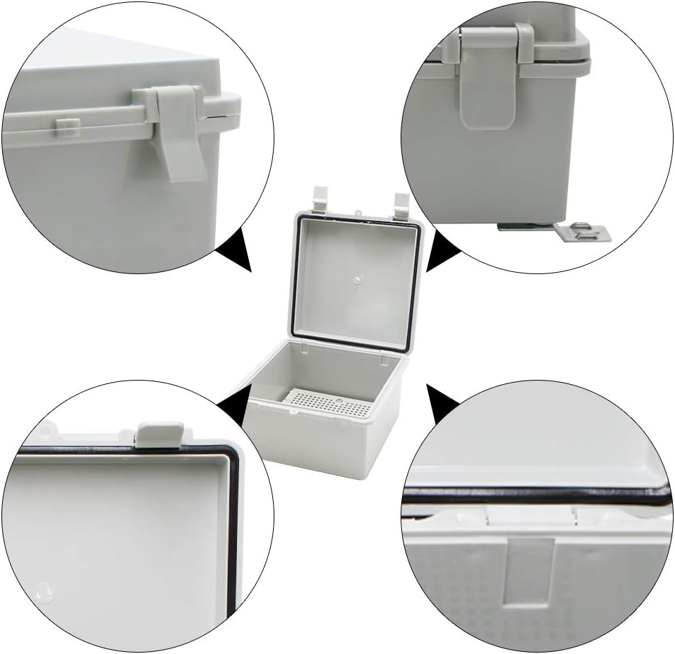 MAKERELE Outdoor Electrical Box Weatherproof Includes Internal Mounting Panel 15.711.86.7 (400300170mm) Large Project Box for Electronics Hinged Cover Plastic Clip with 2 NPT 3/4” Glands