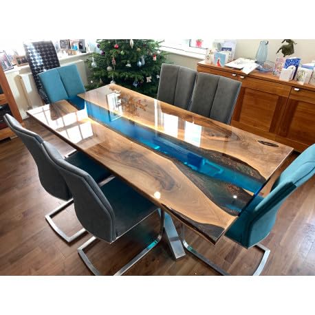 Customized Large Epoxy Table,Blue Resin River Look, Resin Dining Table for 2, 4, 6, 8, Epoxy Coffee Table, Living Room Table, Home décor (16.5" Inches Tall, 36 x 20 Inches)