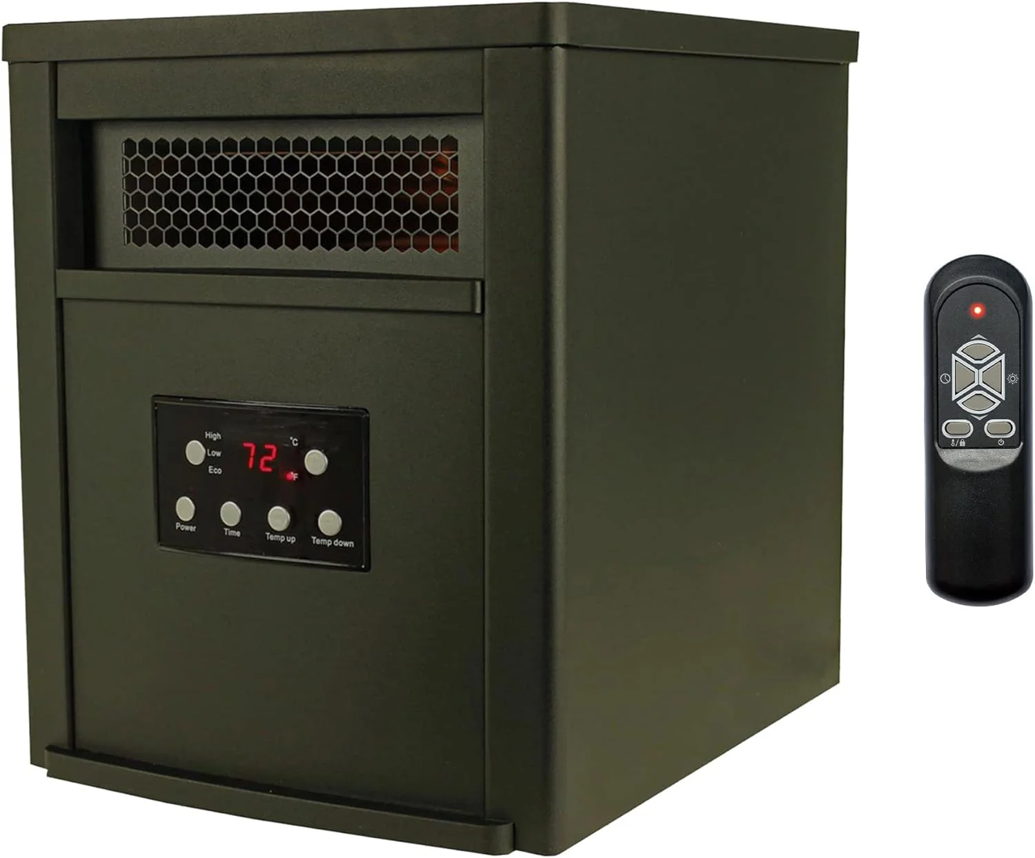 GEROBOOM 1500W Portable Electric Infrared Quartz Indoor Space Heater with 6 Adjustable Heating  and Remote Control  Black (2 Pack)