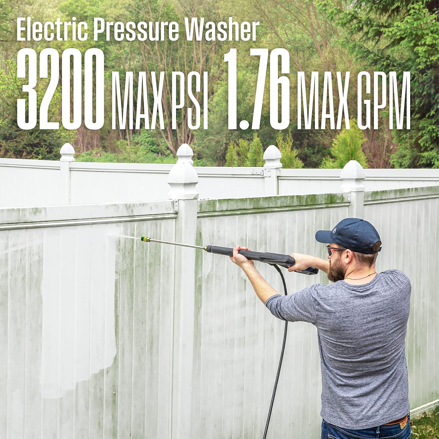 Westinghouse WPX3200e Electric Pressure Washer, 3200 PSI and 1.76 Max GPM, Induction Motor, Onboard Soap Tank, Spray Gun and Wand & Pressure Washer 6-in-1 Nozzle Attachment - 3600 Max PSI, 1/4”