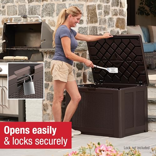 Rubbermaid Extra Large Resin Outdoor Storage Deck Box (134 Gal), Weather Resistant, Gray, Deck Organization for Home/Backyard/Pool Chemicals/Toys/Garden Tools/Porch/Patio Cushions