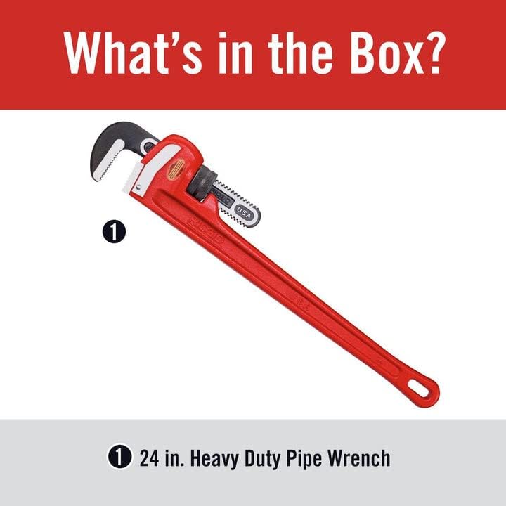 RIDGID 31030 Model 24 Heavy-Duty Straight Pipe Wrench, 24-inch Plumbing Wrench,Red,Small Pack of 2