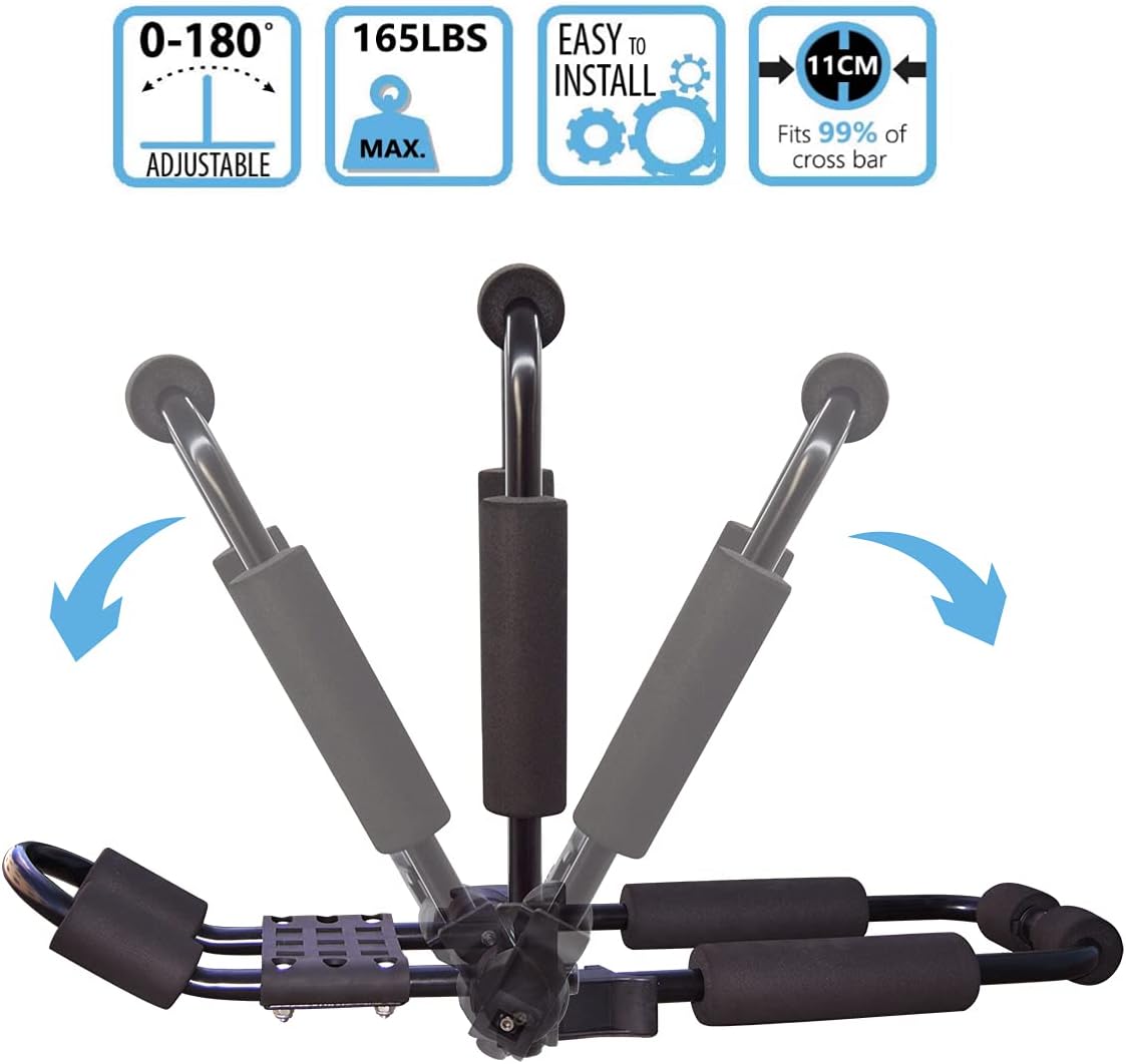 Bonsing Kayak Roof Rack, J-Style Foldable and Universal Mounting Kayak Racks for Roof Rack Rooftop Kayak Carrier for SUV Cars Pack of 2