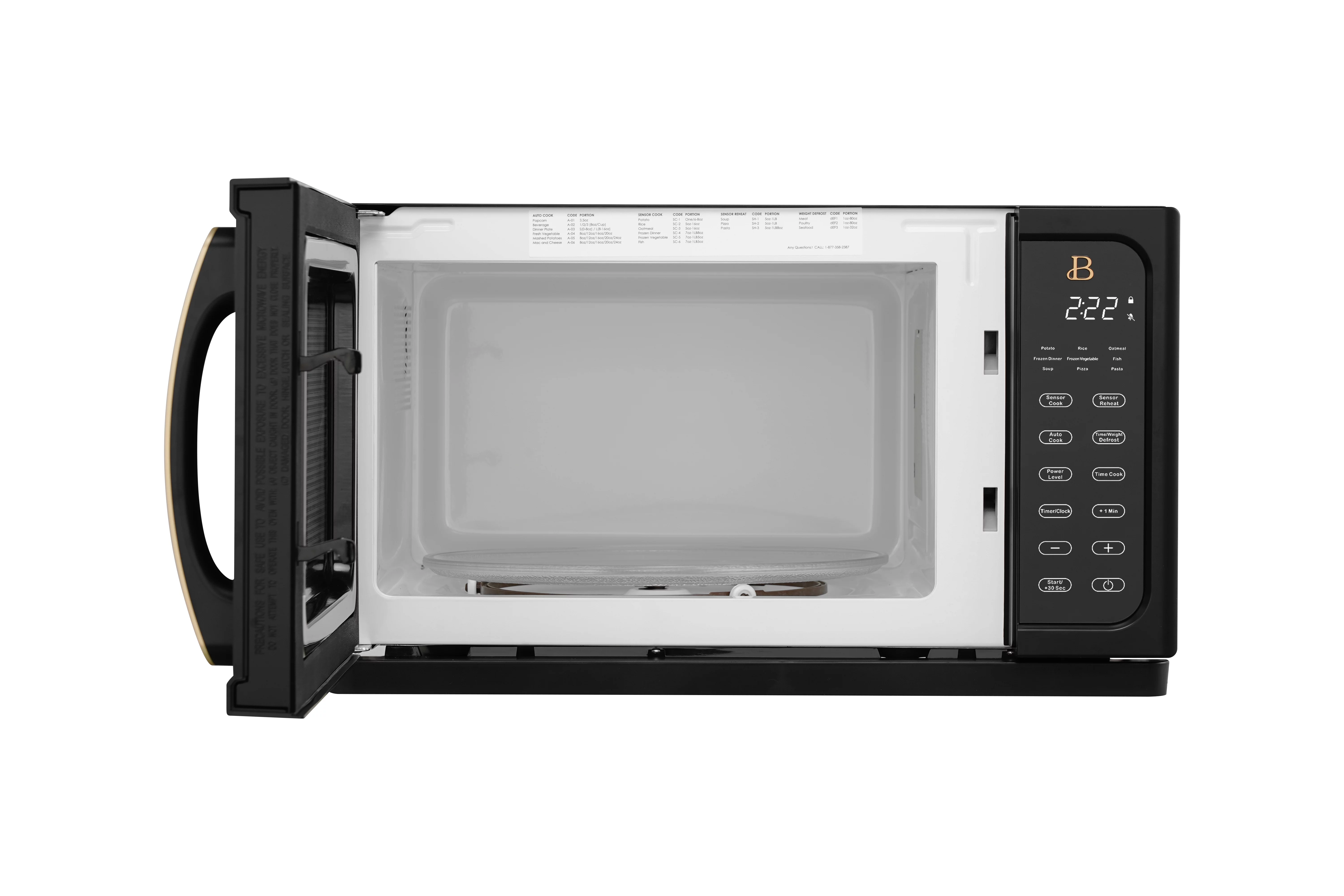 Beautiful 1.1 Cu ft 1000 Watt, Sensor Microwave Oven, White Icing by Drew Barrymore, New