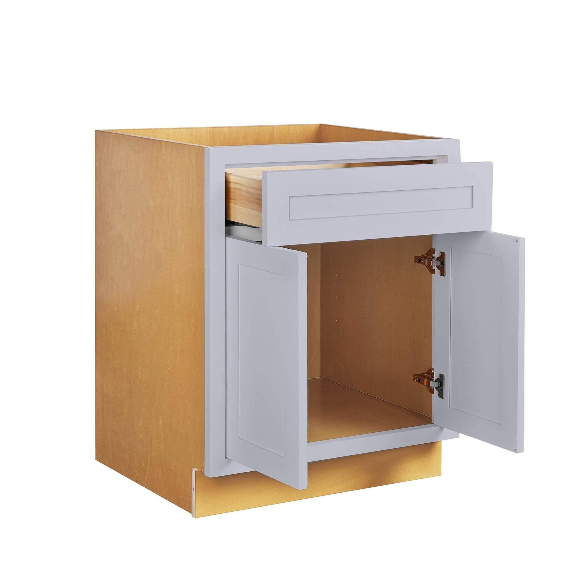 27 inch Wide Drawer Base Kitchen Cabinet Three (3) Drawers Light Gray Inset Shaker