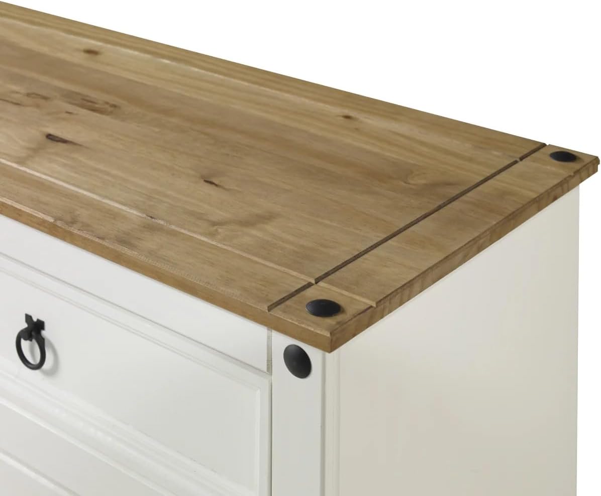 American Furniture Classics Cottage Series Wood Buffet Sideboard, White Distressed