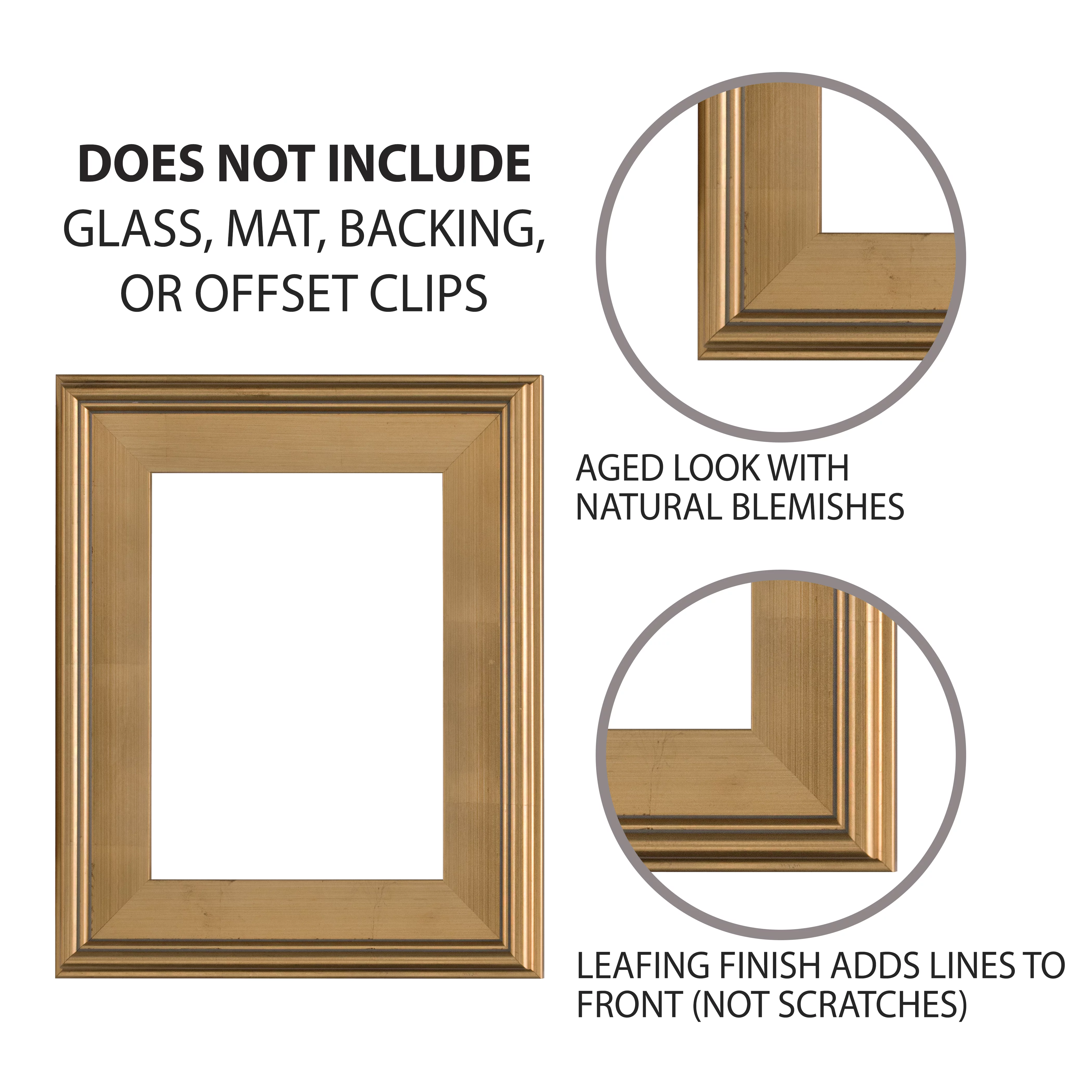 Creative Mark Plein Air Wooden Picture Frame - 3X4 Gold - Professional Single Frame for Art Panels, Stretched Canvas, Pictures and More, glass and backing not included