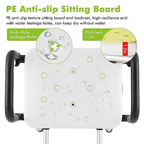 YUCHENGTECH Swivel Shower Chair with Armrests and Back Rotating Shower Chair for Seniors 360° Swivel Bath Chair Havy Duty Pivoting Shower Chair for Bathtub with Padded Seat Adjustabl Height