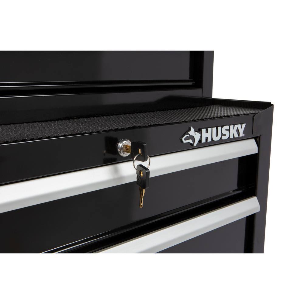 Husky 26 in. W 4-Drawer Rolling Cabinet Tool Box Chest in Gloss Black