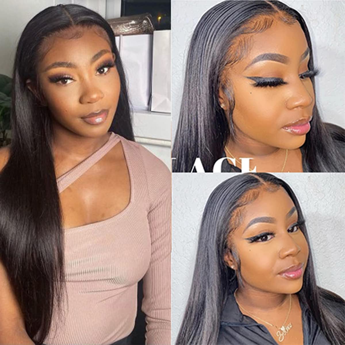 ISEE Hair Lace Front Wigs Human Hair 13x4x1 T Part Straight Transparent Lace Frontal Wigs for Black Women Human Hair 180% Density Pre Plucked with Baby Hair Full and Thick Natural Color 26inch