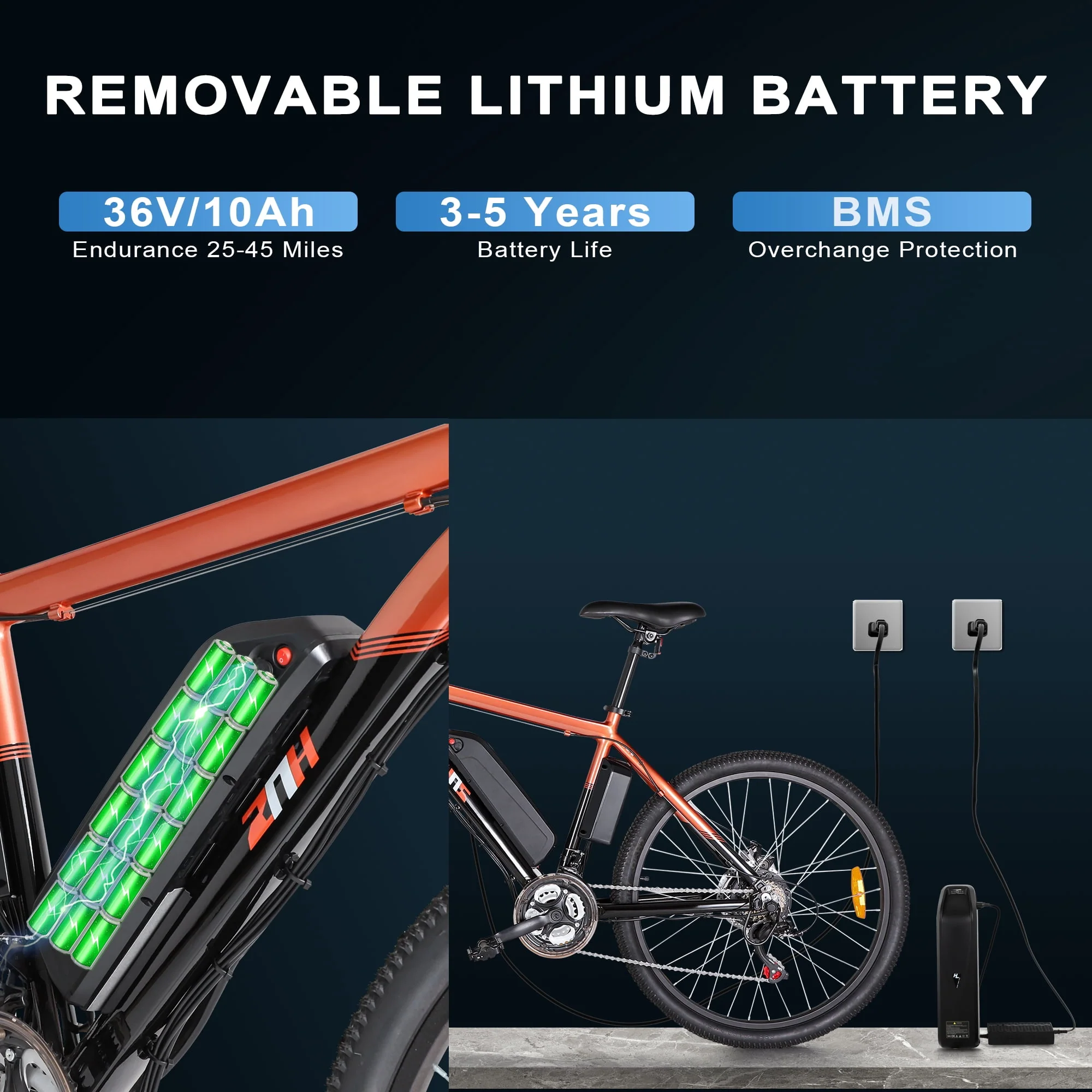 ZNH Electric Bike 26 Electric Mountain Bicycles 350W Motor E bike 21 Speed 36V 10Ah Electric Commuter Bike 20MPH Black Electric Bicycle Ebike