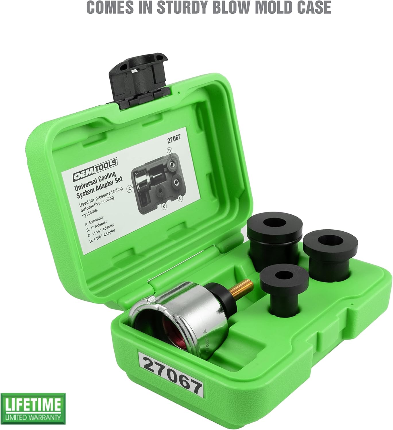 OEMTOOLS 27067 Universal Cooling System Adapter Set, Works with Auto Coolant Pressure Tester to Test Pressure in Most Vehicles, Fits Plastic Reservoirs Pack of 2