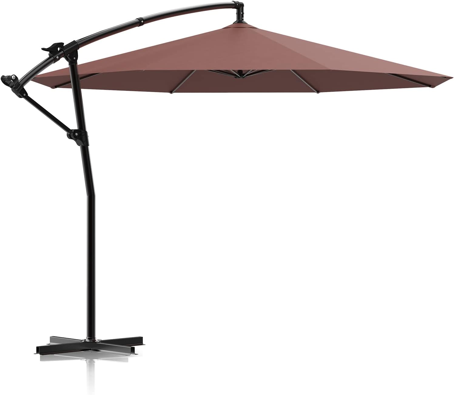 LAUSAINT HOME 8 Ft Patio Umbrella,Outdoor Cantilever Offset Umbrella with Crank & Cross Base & 360-Degree Rotation Device,Square 95% UV Protection Sun Umbrella for Backyard Poolside Garden Deck (Dark Grey)