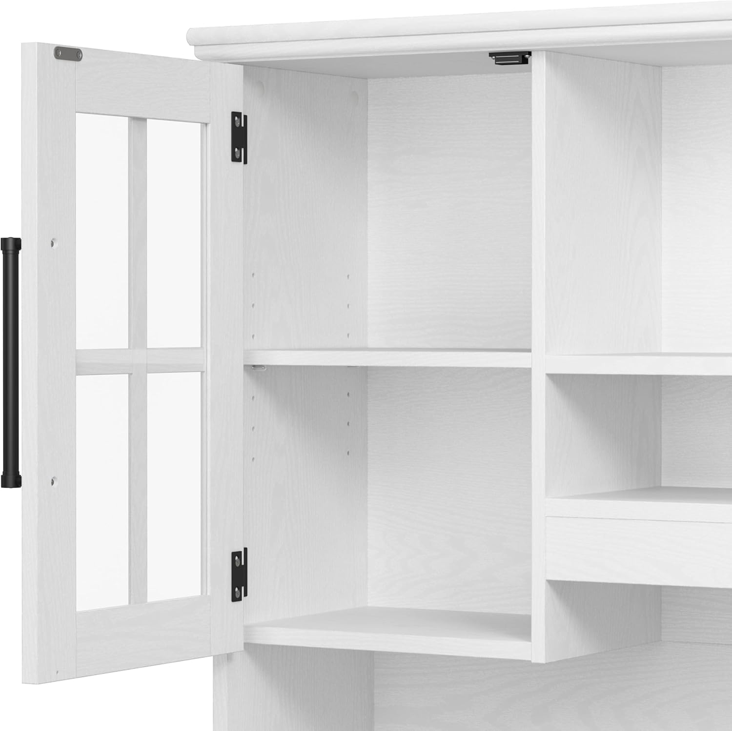 Bush Furniture Westbrook 60W Computer Desk with Hutch and Storage in White Ash | Farmhouse Desk for Home Office Workspace