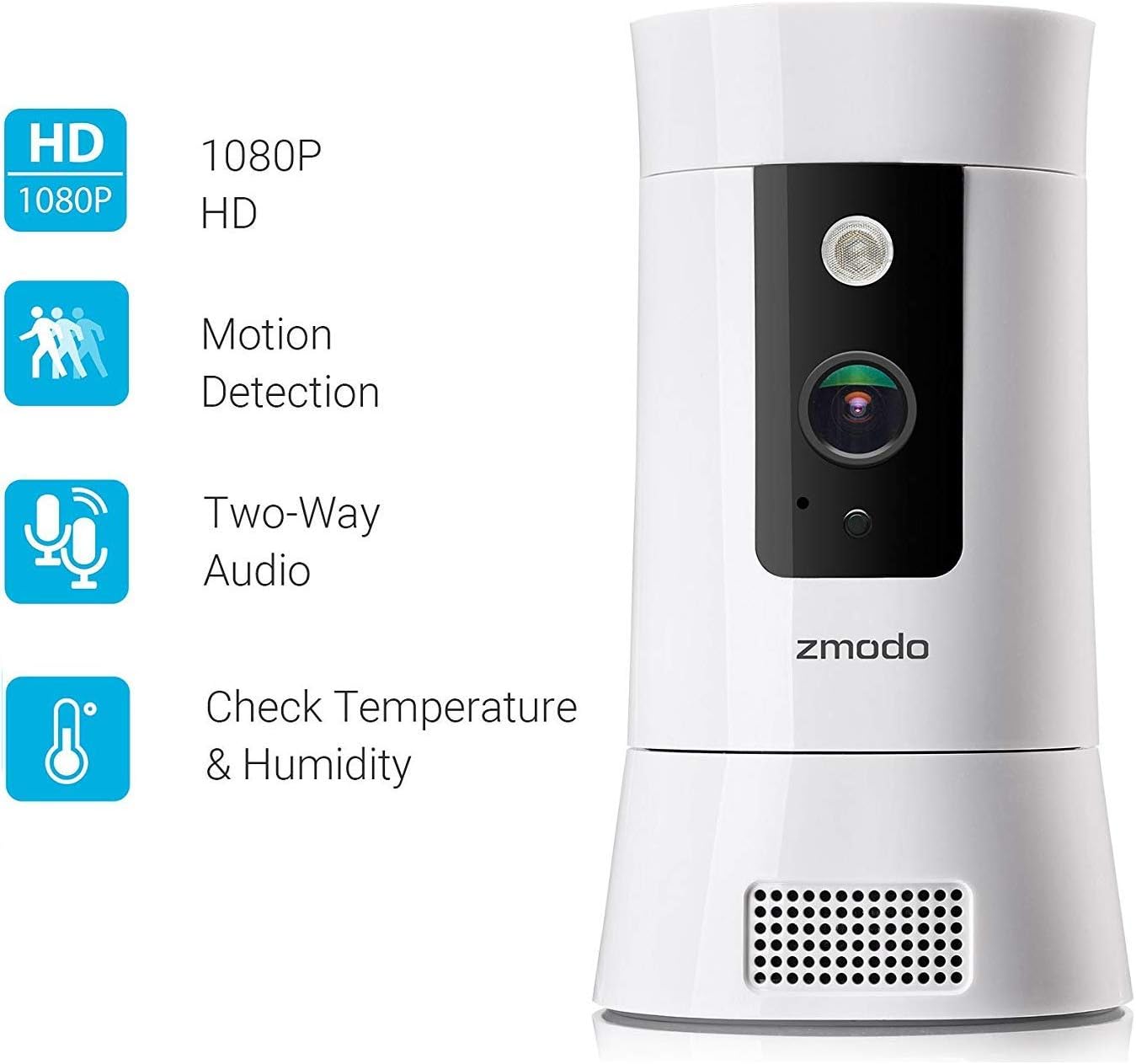 Zmodo Torch 360 Smart Home Garden Door Light Wireless Camera, Outdoor Wide Angle, Motion Alert, Silver