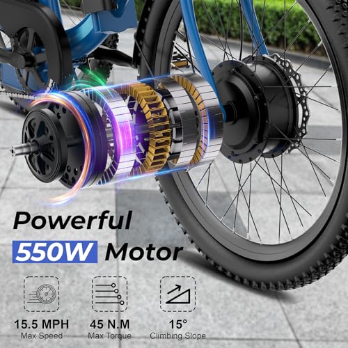 ANCHEER Electric Tricycle for Adults, 350W(Peak 550W) Etrike, 48V/499Wh Ebike, 24" Folding 3 Wheel Electric Trike, 15.5MPH & 55Miles Electric Bike, Rear Differential, Rear Basket