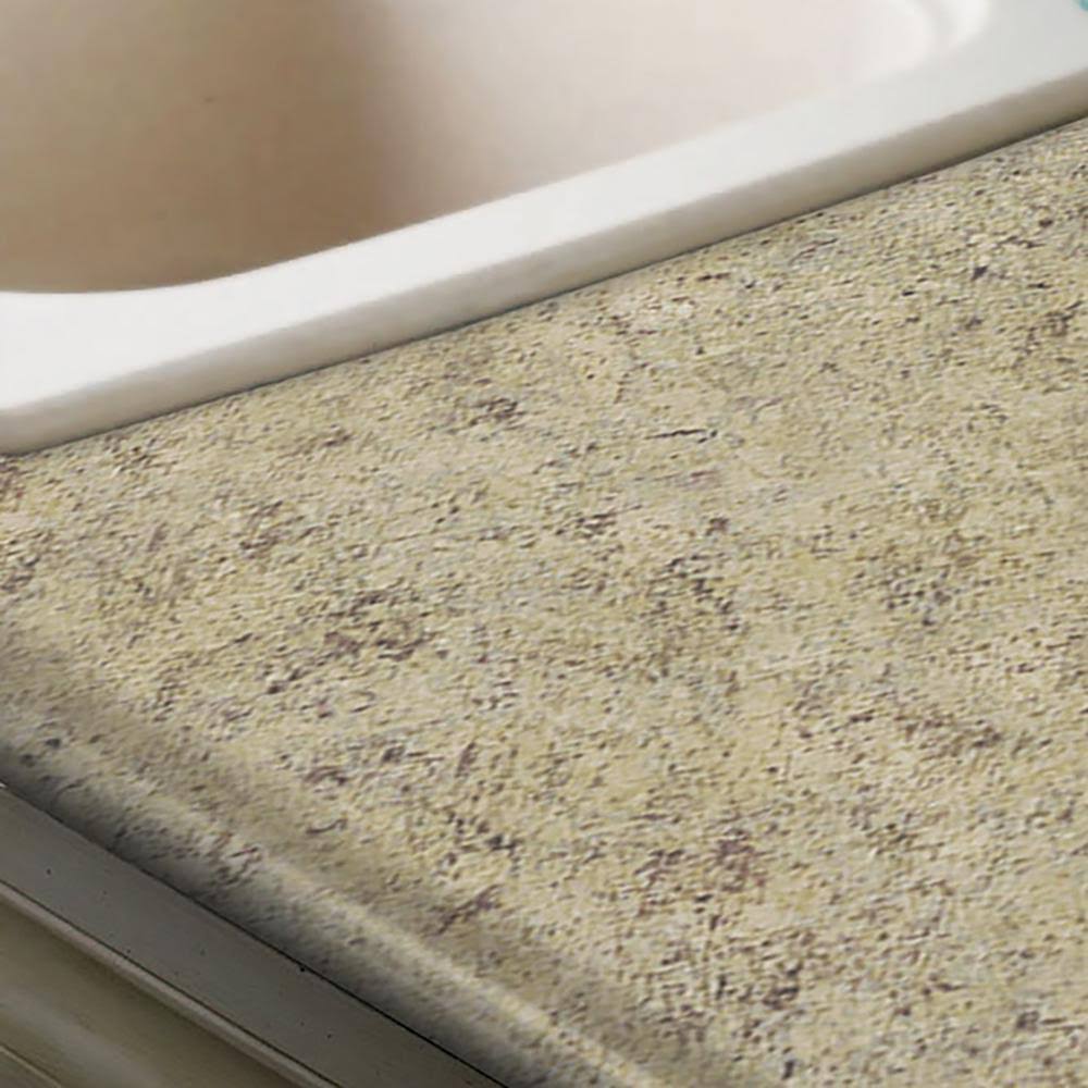 Hampton Bay 6 ft. Laminate Countertop with Left Miter in Golden Juparana with Valencia Edge and Integrated Backsplash