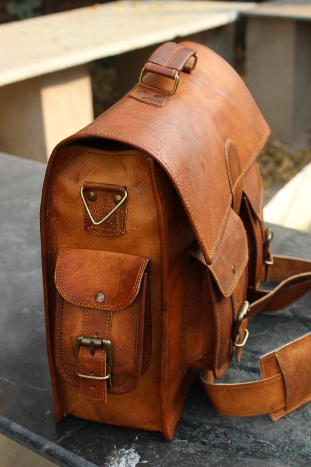 Men's Genuine Leather Vintage Laptop Messenger Handmade Briefcase Bag Satchel By Vintage Couture