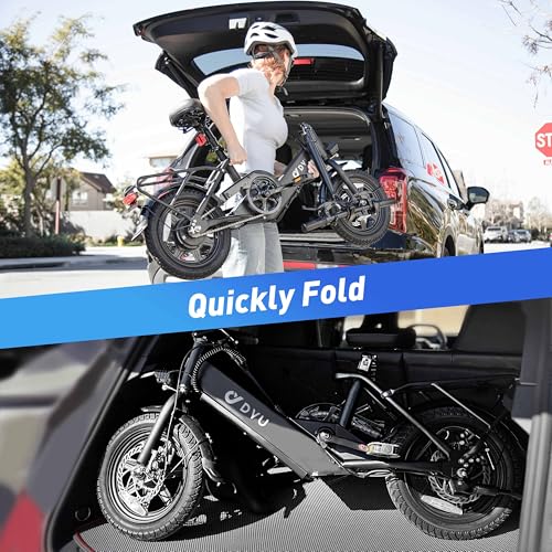 DYU Electric Bike for Adults Teens, Folding Electric Bicycle,Commuter City E-Bike with 350W Motor and 36V 7.5Ah Battery,3 Levels Assist, Dual Disc Brakes,14/16" Foldable ebike with Pedals