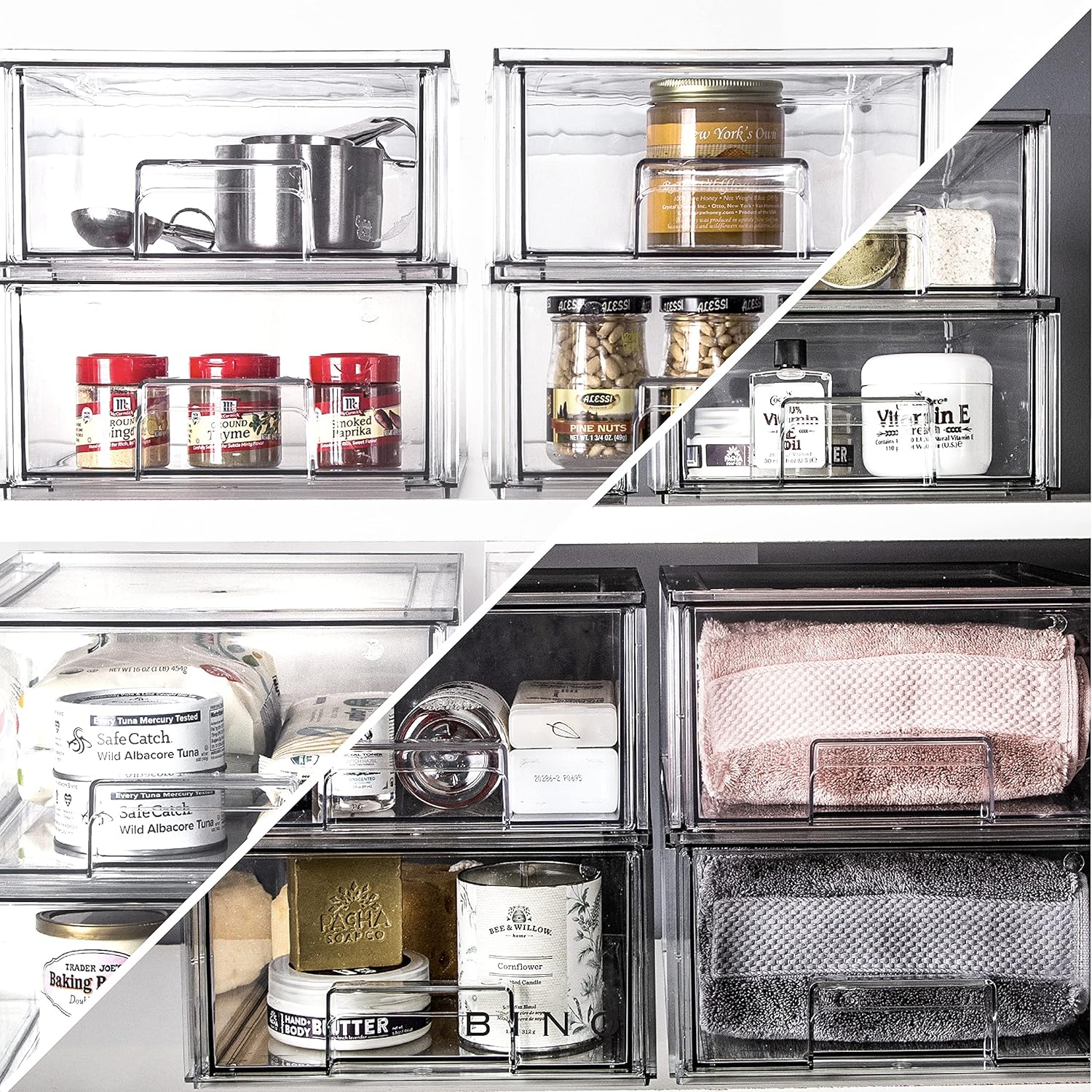 BINO | Stackable Plastic Storage Drawers, Small | THE CRATE COLLECTION | Multi-Use Storage Bins with Drawers | BPA-Free | Pantry Organization | Home Organization | Fridge Organizer | Freezer Organizer