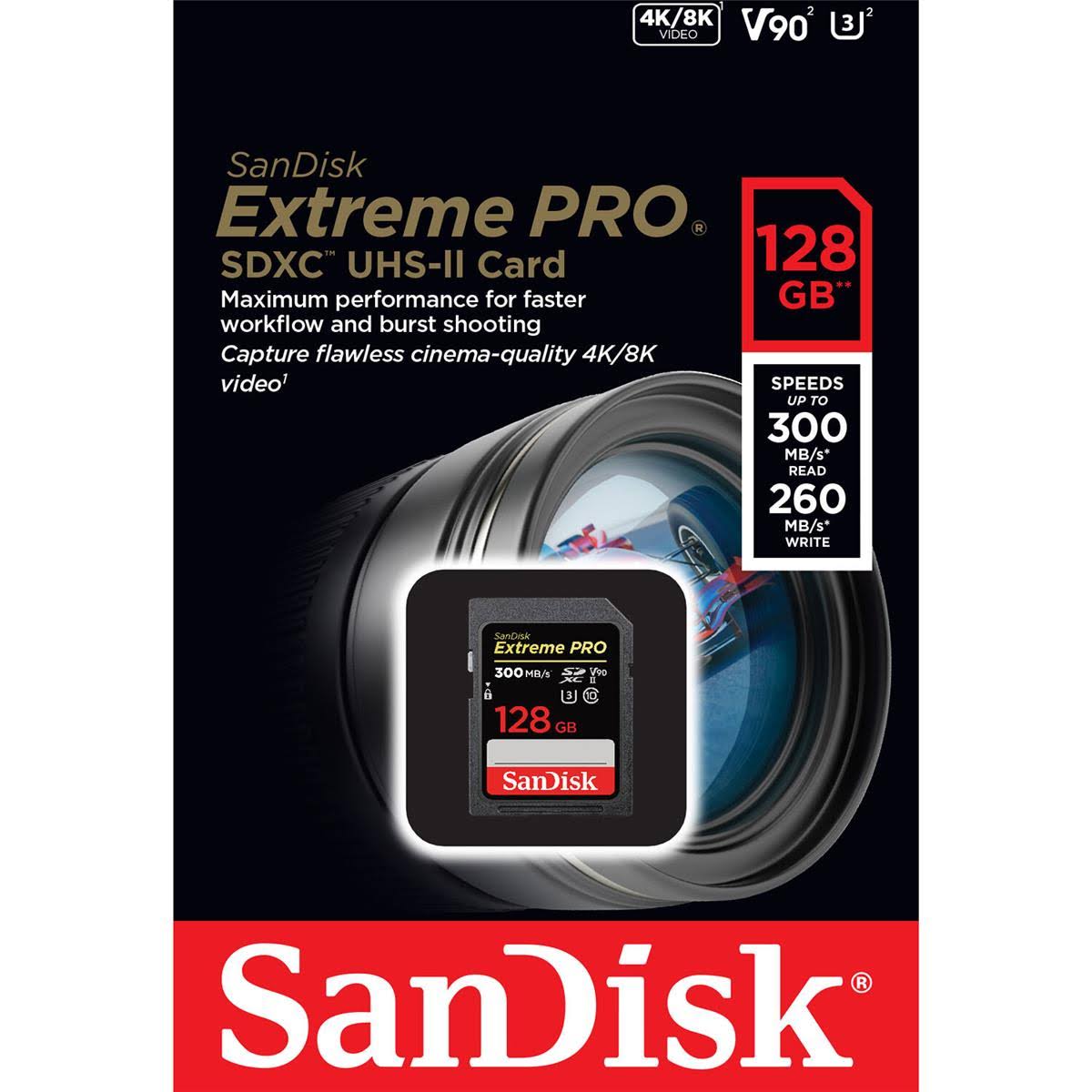 SanDisk 128GB Extreme Pro UHS-II V90 SDXC Memory Card
