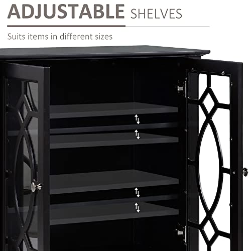 HOMCOM Sideboard Buffet Cabinet, Kitchen Storage Cabinet, Glass Door Accent Cabinet with Adjustable Shelves, White
