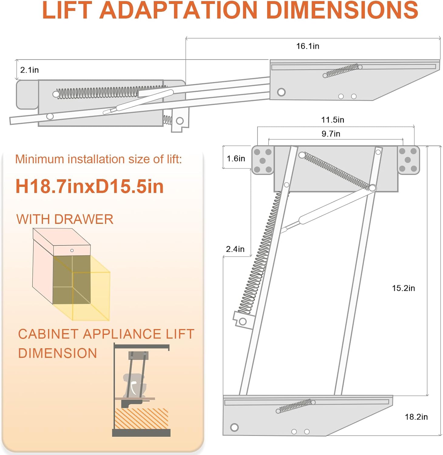 New Upgrade Cabinet Appliance Lift for cabinet- mixer lift for cabinet-Soft Close Heavy Duty mixer cabinet lift system for Kitchen with Locking Mechanism, Hold up to 60 LBS, Zinc.