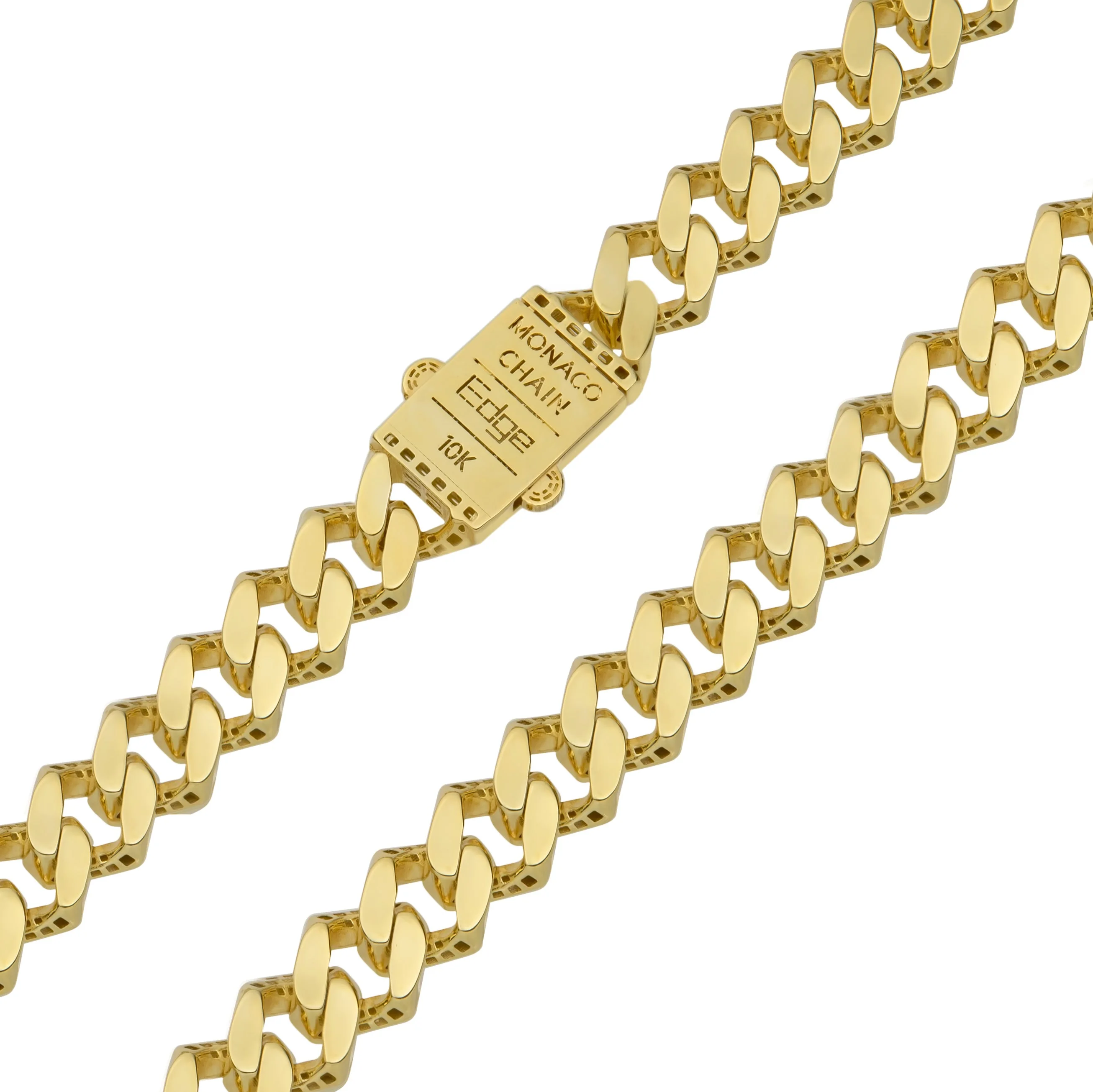 Monaco Chain Miami Cuban Edge Royal Link Unisex Adult Chain Necklace Real 10K Yellow Gold - Hollow, Bayam