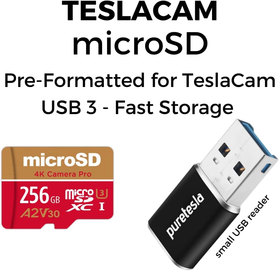 TeslaCam USB Drive 256 GB �C Plug and Play USB Endurance microSD Drive Pre-Formatted for Tesla, TeslaCam, Dashcam, and Sentry Mode - Works with Model S 3 X Y Pack of 2