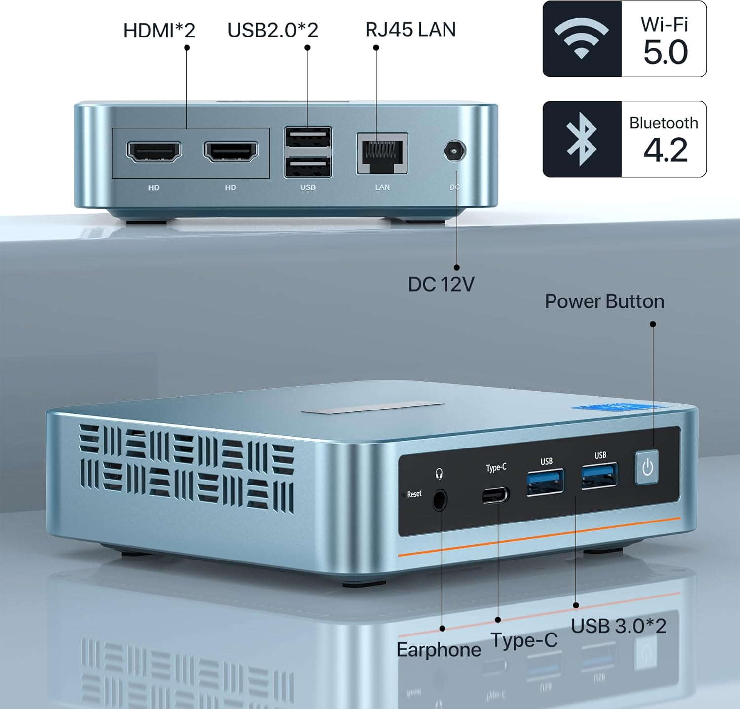 PELADN WI-6 Mini PC, Intel 12th Gen Alder Lake- N100(up to 3.4GHz), 16GB DDR4 RAM 512GB M.2 PCIe SSD, Desktop Computer Support 4K Dual Display/USB3.2/WiFi 4/BT4.2