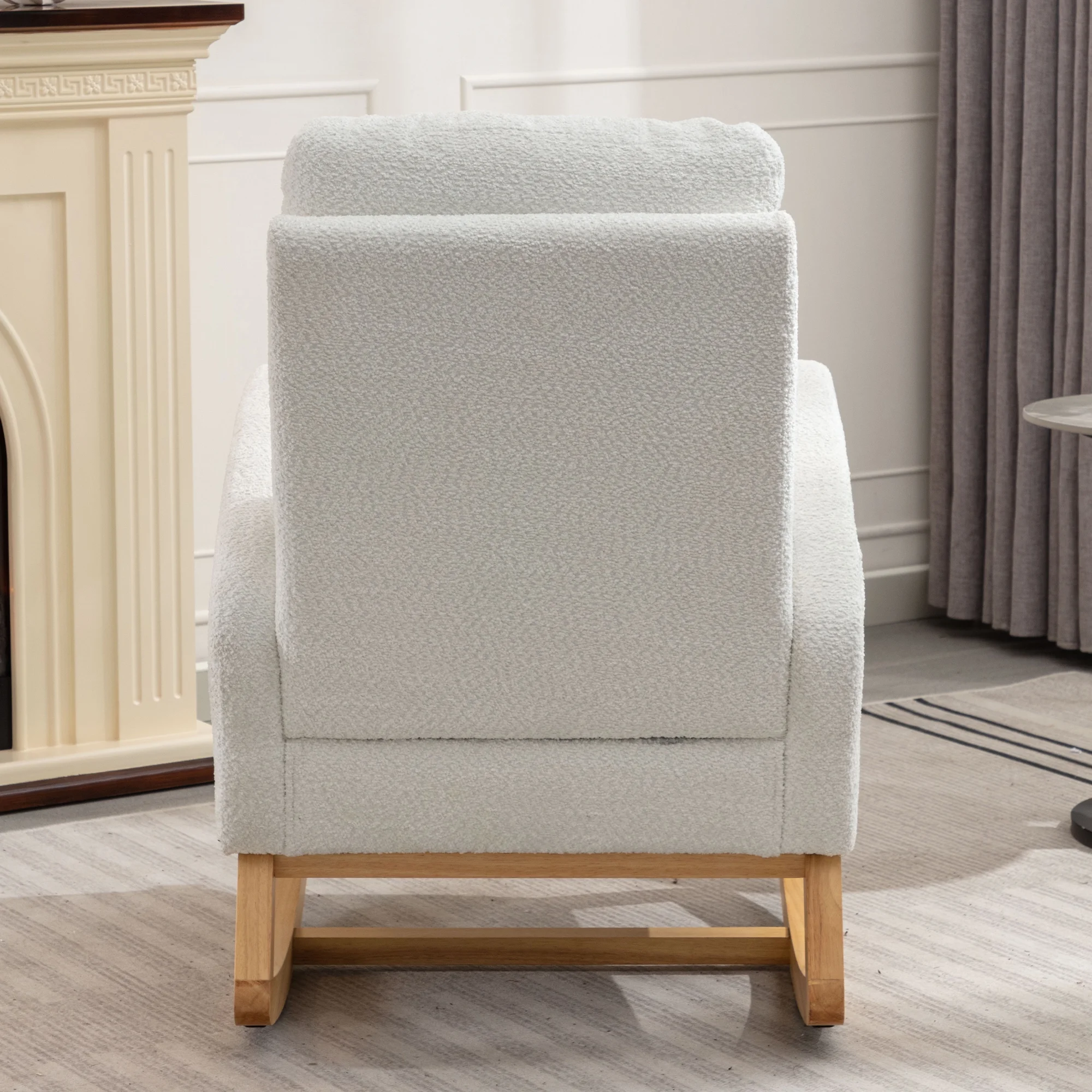 Nursery Rocking Chair with Footrest - High Back, Rubber Wood Rocking Legs, Ideal for Bedroom and Living Space