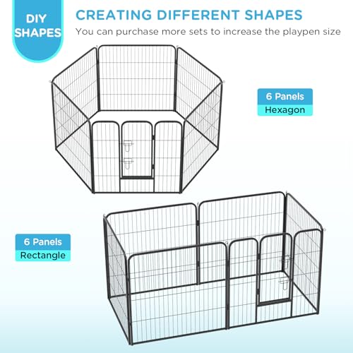 BestPet Dog Playpen Indoor 40 inch 16 Panels Metal Dog Pen Pet Dog Fence Outdoor Exercise Pen with Doors,Pet Puppy Playpen for RV Camping Yard, Black