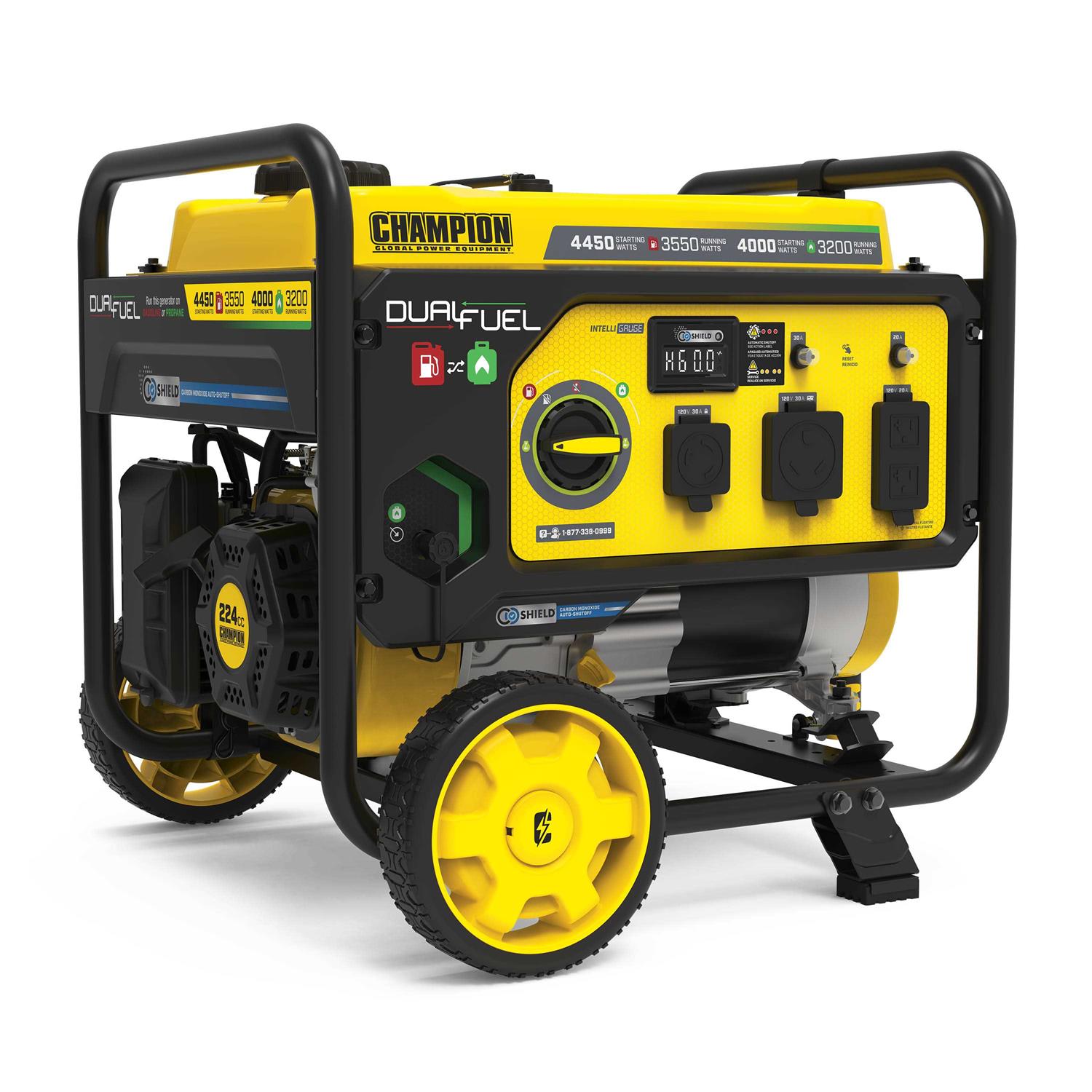 Champion Power Equipment 4450W/3550W RV-Ready Dual-Fuel Portable Generator with CO Shield