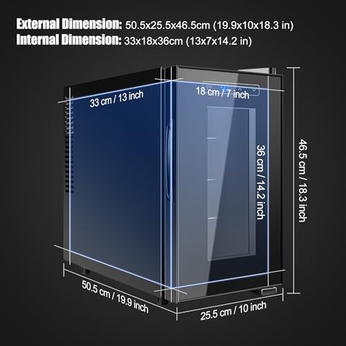 Reptile Egg Incubator 23L Small Digital Lab Incubator Cooling and Heating 10−40°C Precise Temperature Control for Turtle Lizard Gecko Snake Reptiles Hatching with UV-Resistant Glass Door