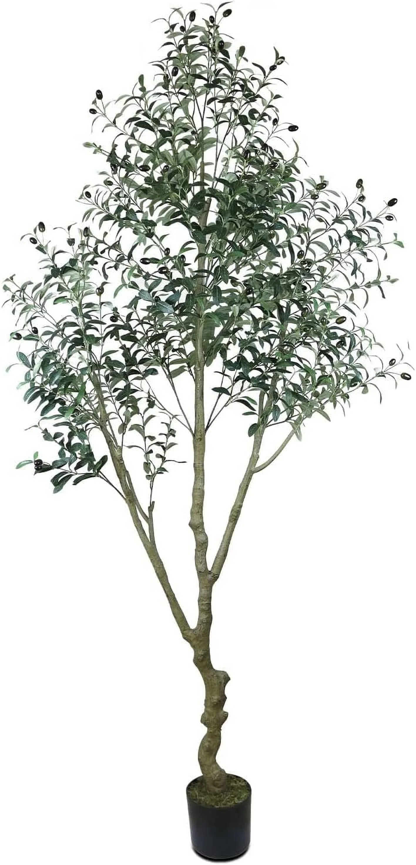 Artificial Olive Tree 7FT (84'') Fake Olive Silk Plant for Home Office Decor Indoor with Green Leaves and Big Fruits with Nearly Nature Wood Trunk - Curated Treasures Market