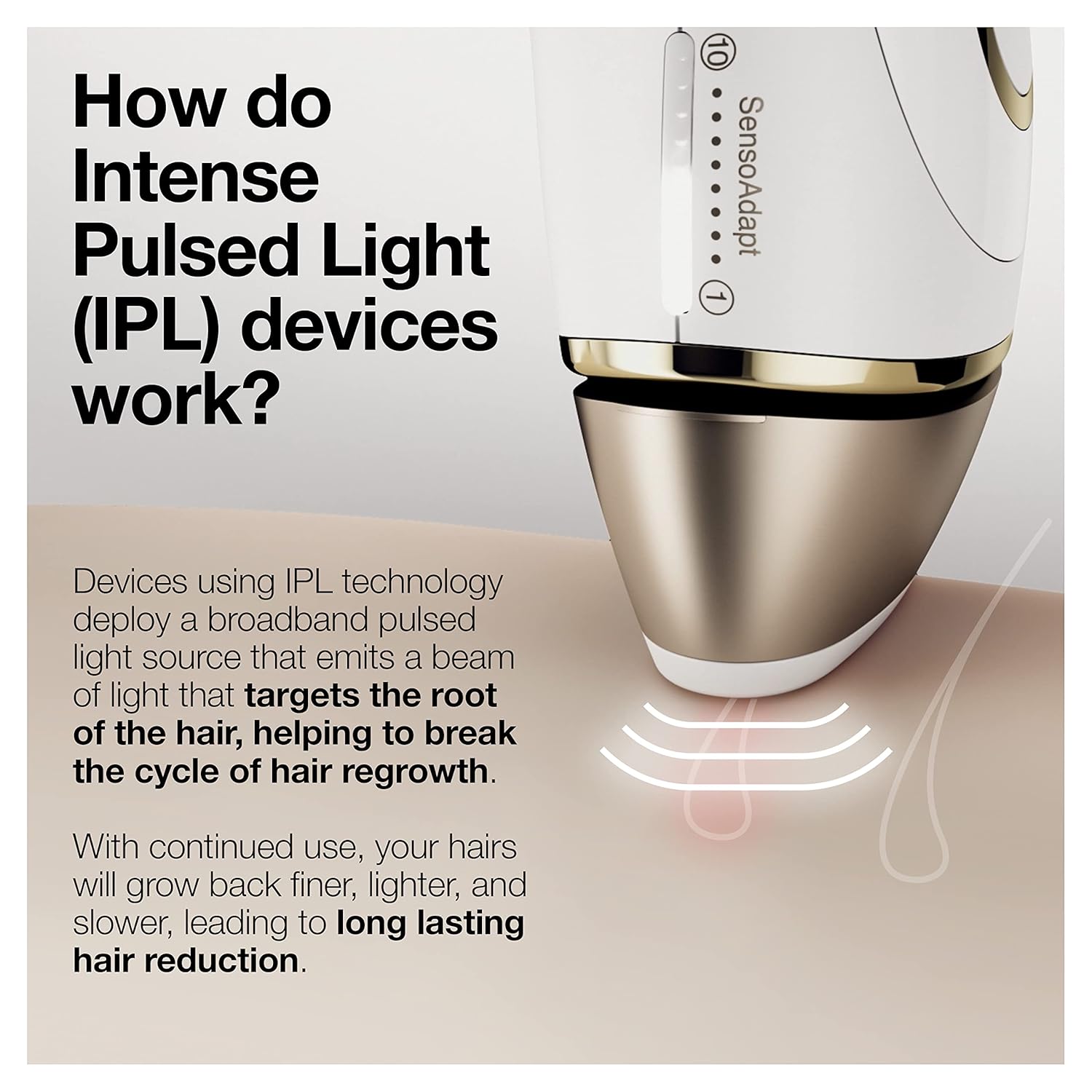 Braun IPL Silk·expert Pro 5 PL5347 Latest Generation IPL for Women and Men, At-Home Hair Removal System, White and Gold, with Wide Head and Two Precision Heads