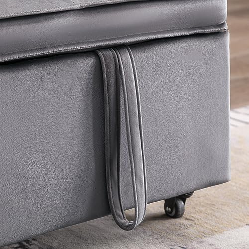 Loveseat Pull Out Couch,2 in 1 Upholstered Convertible Folding Sofa Bed,Small Futon Sofa Bed,Pull Out Sleeper Sofa Couches with Storage Pocket for Small Spaces,Living Room,Apartment(Dark Grey)