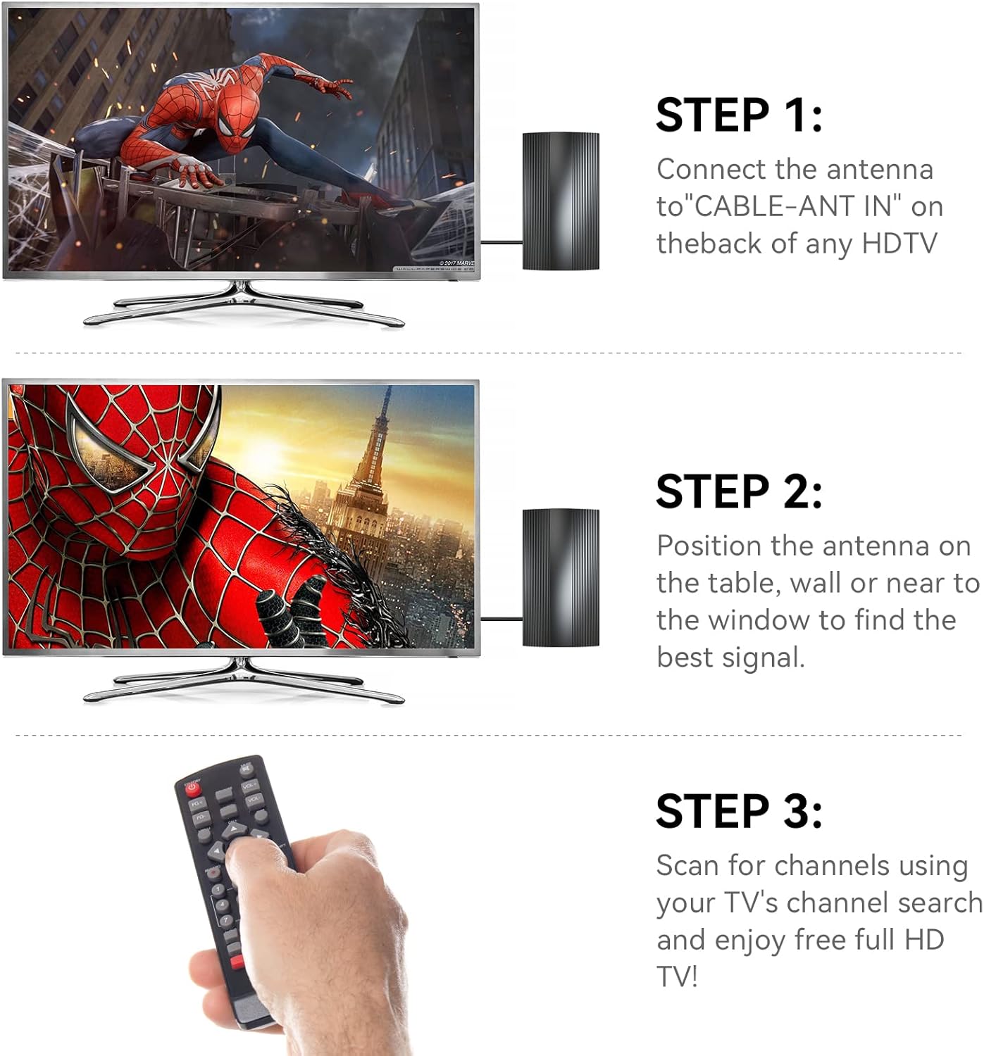 2022 Upgraded Digital HD TV Antenna Up 400 Miles Range, Indoor Outdoor Antenna for All Old Smart HDTVs, 360° Reception 4K 1080P HDTV Antenna with Amplifier Signal Booster/33ft Thick Coaxial Cable