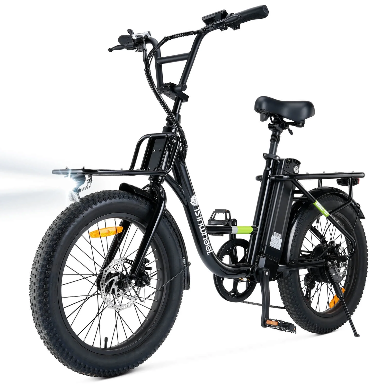 isinwheel U7-W Electric Bike for Adults, 500W 20 MPH Max Range 55+Miles Cargo Bike, 48V Removable Battery Adult Electric Bicycles, Oversized 20" Tires Ebikes for Adults