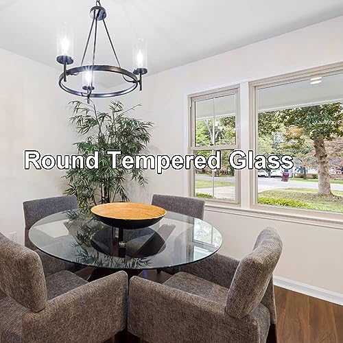 SAGIDAR Round Tempered Glass, Round Table Glass Top, Round Glass Table Top Dining Table Top, 16IN 22IN 26IN 30IN 36IN, Clear Glass High Gloss, Smooth Surface Garden Table, DIY Table