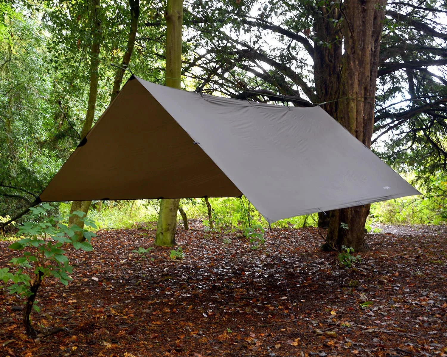 OUWI - DD Superlight Tarp (10ft x 10ft) - 100% Waterproof Ripstop Nylon Compact Ultralight & Multifunctional Rainfly Tarp Tent Shelter for Camping Backpacking Hiking Adventure (Coyote Brown)