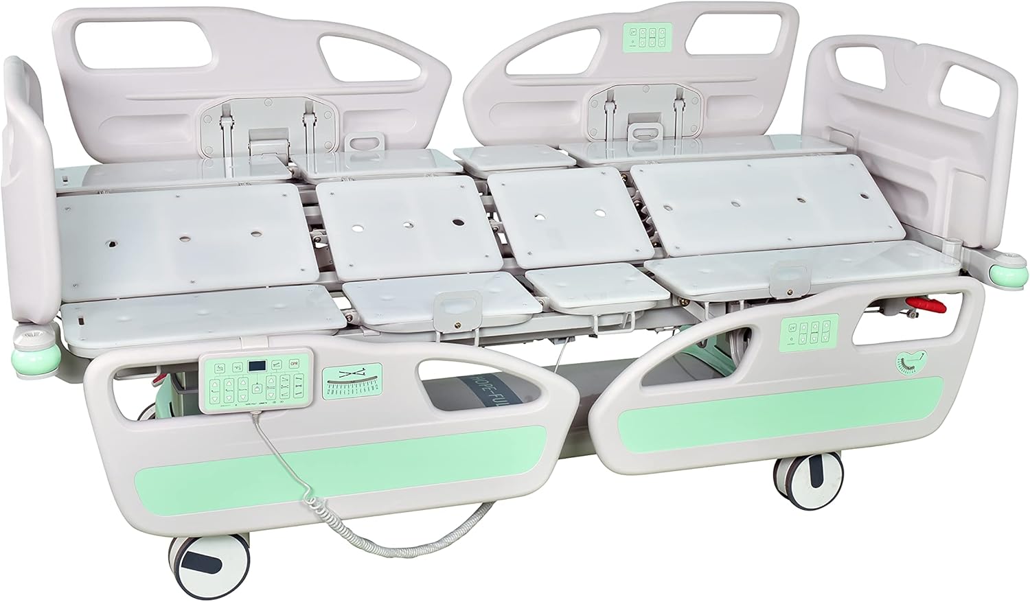 Hopefull EZ-Turn Multi-Functional ICU Electric Hospital Bed (5 Functions Plus Lateral Tilting and Rotation, LINAK Motor and Control System, Central Locking System, Integrated Scale, Foot Control Pads